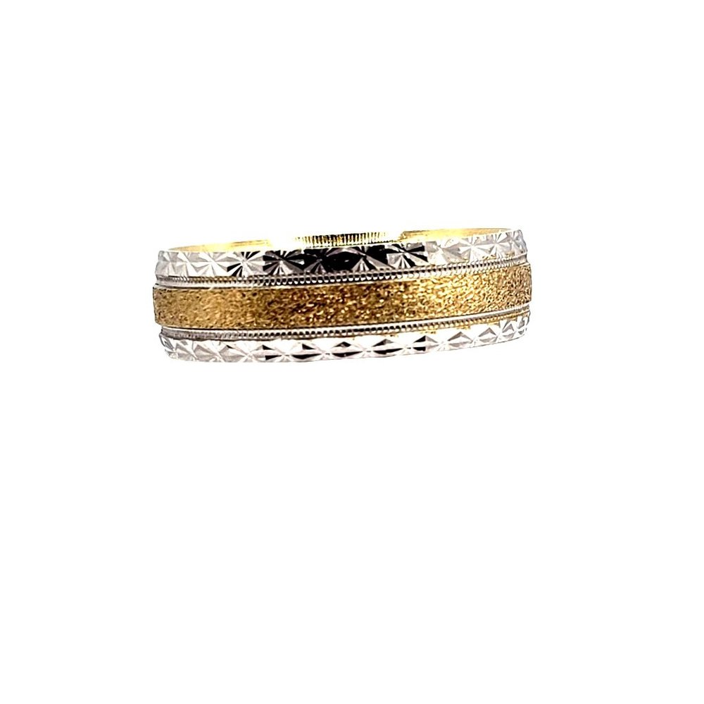 Solid 14K White and Yellow Gold Two Tone Wedding Ring - Picture 13 of 16